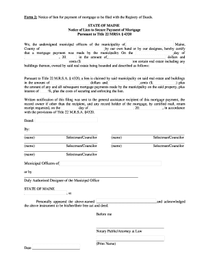 Notice of Lien for Mortgage Payment