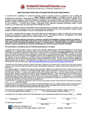 Employee Disclosure and Authorization Release Form