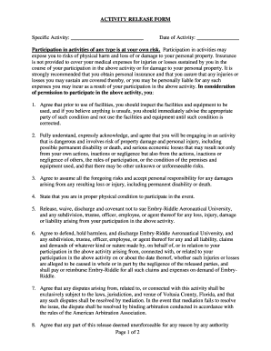 Activity Release Form