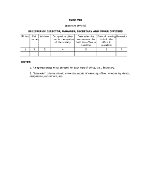 Register of Directors and Officers Form