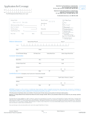 Honda Care Vehicle Service Contract Application