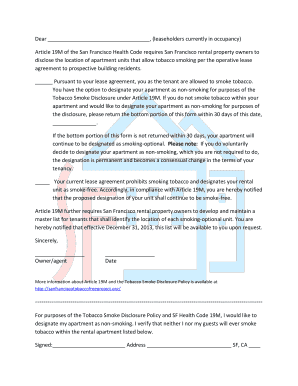San Francisco Tobacco Smoke Disclosure Form