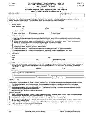Historic Preservation Certification Application
