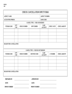 Check Cancellation Input Form