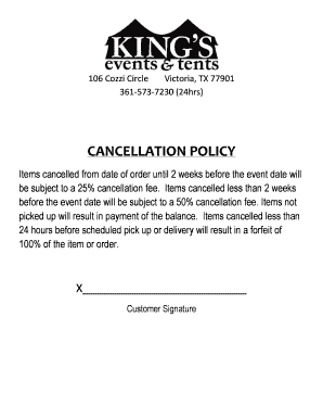 Cancellation Policy Agreement