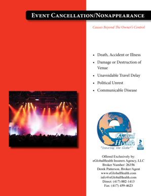 Event Cancellation and Non-Appearance Insurance Application