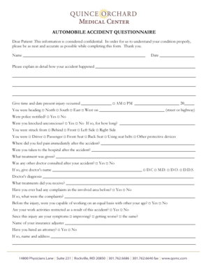 Automobile Accident Questionnaire