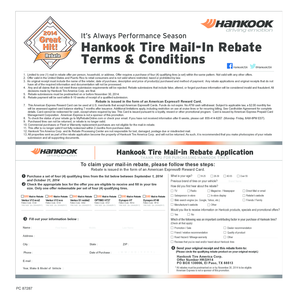 Hankook Tire Mail-In Rebate Form