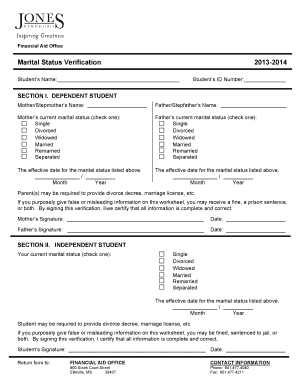 Marital Status Verification Form