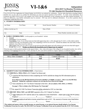 2014-2015 Verification Worksheet