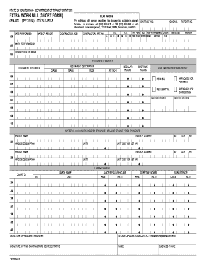 California Extra Work Bill Short Form