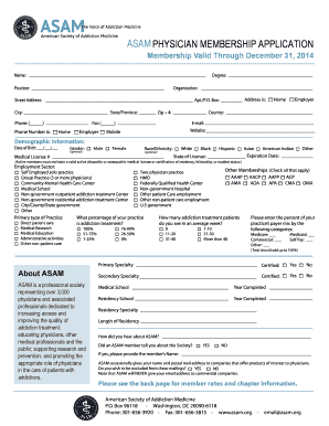 ASAM Physician Membership Application