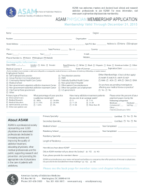 ASAM Physician Membership Application