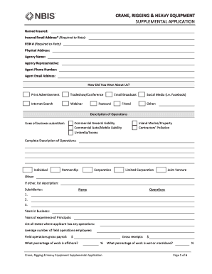 Crane Rigging Heavy Equipment Supplemental Application