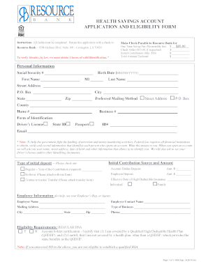 Health Savings Account Application Form