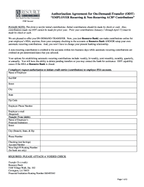Authorization Agreement for On-Demand-Transfer (ODT)