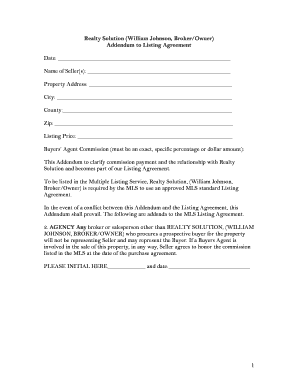 Addendum to Listing Agreement