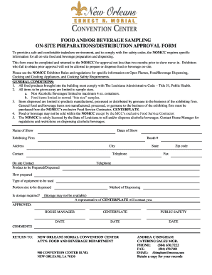 Food and Beverage Sampling Approval Form