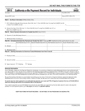 2013 California e-file Payment Record