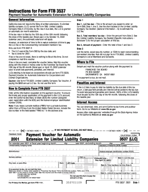 California Form FTB 3537 Payment Voucher