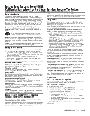 California Nonresident or Part-Year Resident Income Tax Return