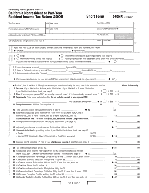California Nonresident Income Tax Return 540NR