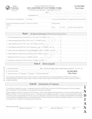 Indiana Individual Income Tax Declaration