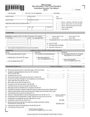 Mississippi Non-Resident Individual Income Tax Return