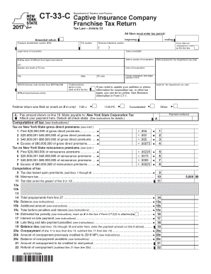 New York Captive Insurance Company Franchise Tax Return