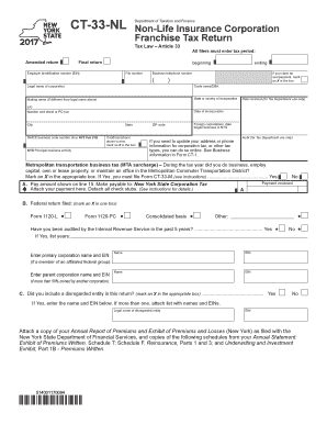 New York Non-Life Insurance Corporation Franchise Tax Return