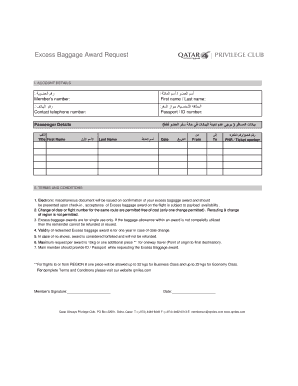 Excess Baggage Award Request