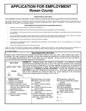 Rowan County Employment Application