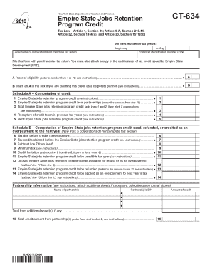 New York Empire State Jobs Retention CT-634 Form
