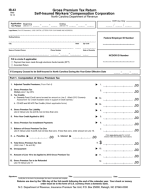 North Carolina Gross Premium Tax Return