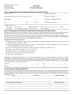 Connecticut Power of Attorney Form LGL-001