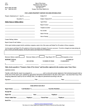 New Jersey Unclaimed Property Report