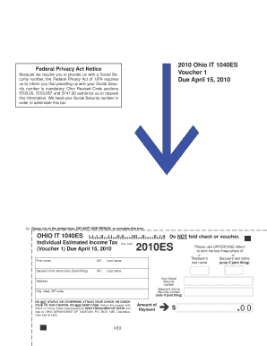 Ohio IT 1040ES Estimated Income Tax Voucher
