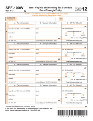 West Virginia Withholding Tax Schedule
