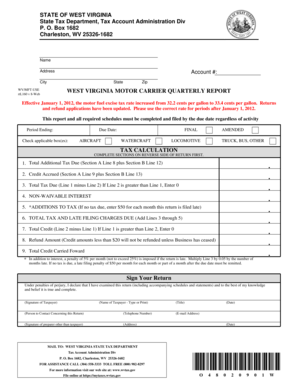 West Virginia Motor Carrier Quarterly Report