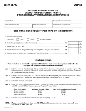 Arkansas Individual Income Tax Deduction for Tuition