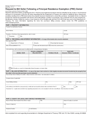 Michigan Form 4816: Request to Bill Seller Following a Principal Residence Exemption (PRE) Denial