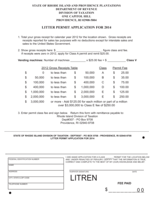 Rhode Island Litter Permit Application