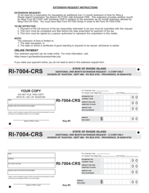 Rhode Island Corporation Tax Return Extension Request
