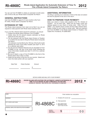 Rhode Island Tax Extension Form RI-4868C