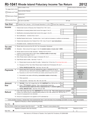 Rhode Island Fiduciary Income Tax Return 2012