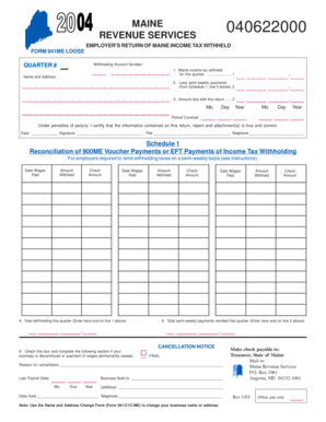 Maine Employer’s Income Tax Withholding Form