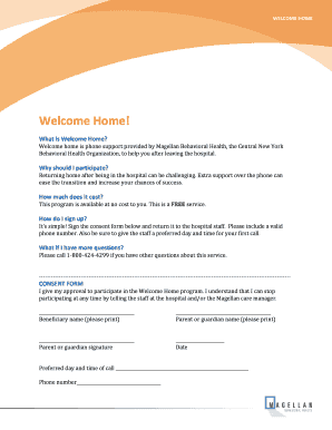 Welcome Home Program Consent Form