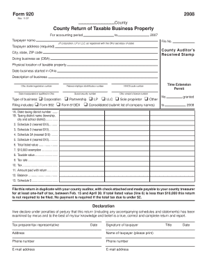 Ohio County Return of Taxable Business Property