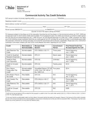 Ohio Commercial Activity Tax Credit Schedule