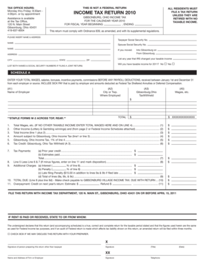 Gibsonburg Ohio Income Tax Return 2010